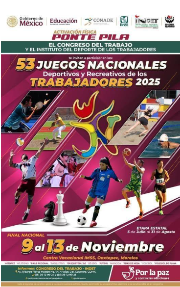 Morelos, Sede del Deporte Laboral: Todo Listo para los 53 Juegos Nacionales Deportivos y Recreativos de los Trabajadores 2025