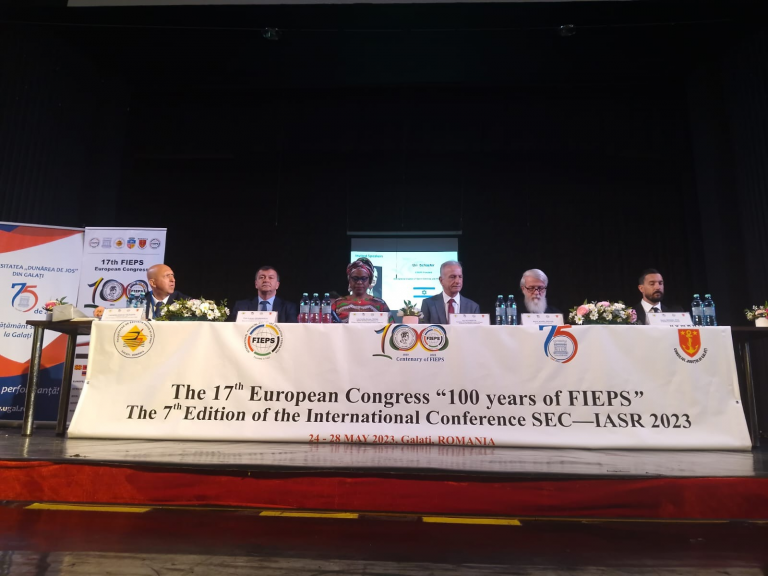 Congreso Europeo FIEPS 2023 Rumania en conmemoración por los 100 años de la Federación Internacional de Educación Física y Deportiva en Galati.